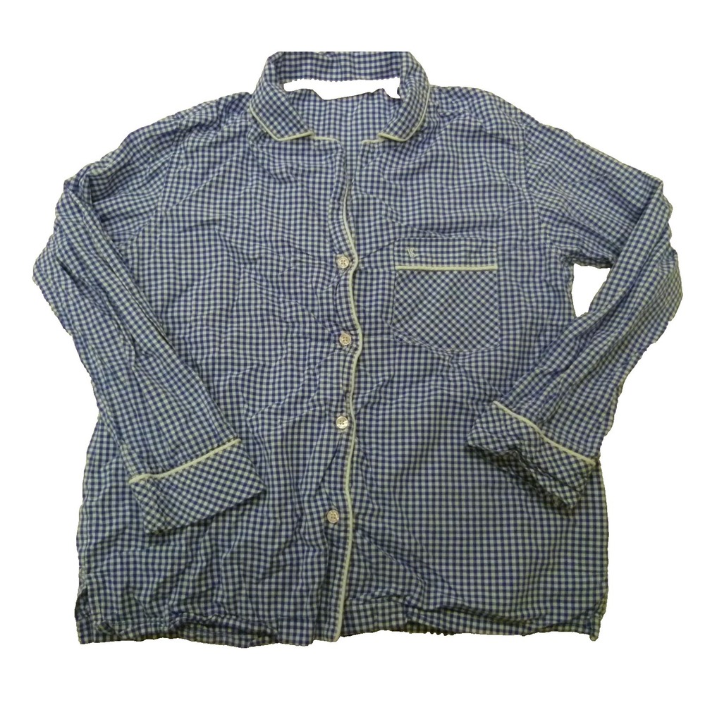 Victoria's Secret PJ‎ Pajama Top Shirt XS Button Long Sleeve Blue Gingham Sleep
